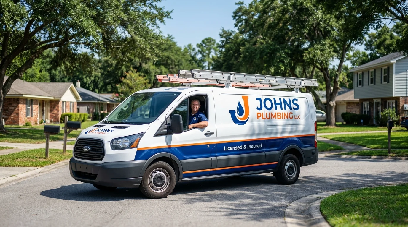 Johns Plumbing LLC service van in Ninnekah, OK