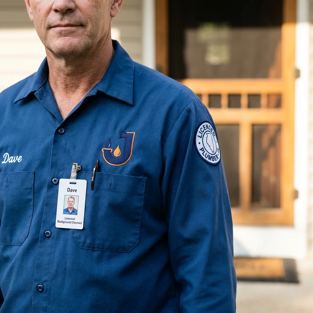 Licensed plumber showing ID badge in Ninnekah, OK
