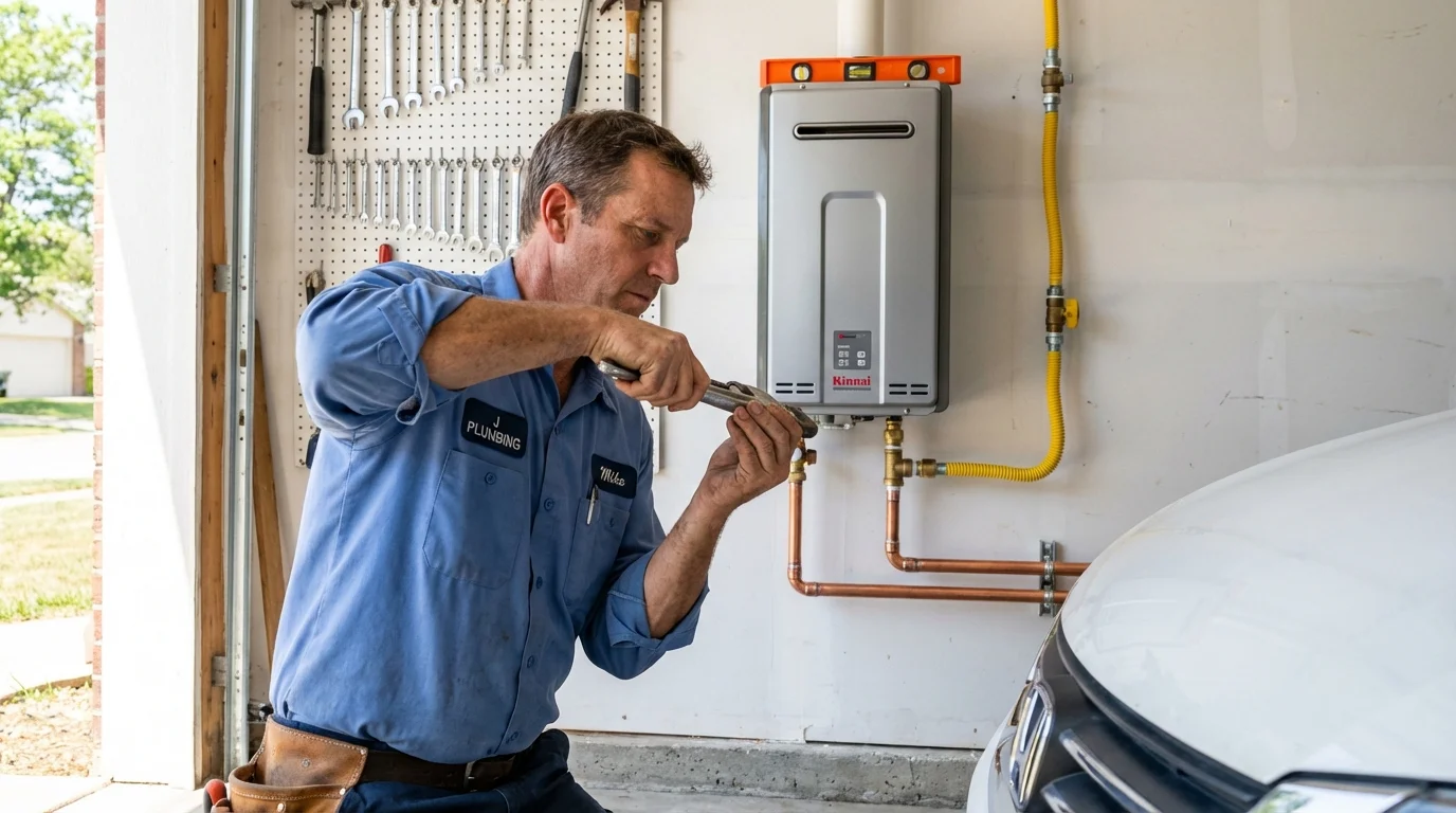 Tankless water heater installation by a Johns Plumbing LLC plumber in Ninnekah